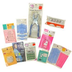 VINTAGE SEW Craft Lot Scovill Clinton  Snaps Hook Eye Metal Buttons MOST UNUSED